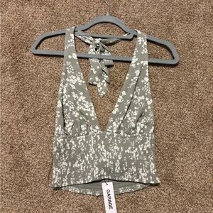 Garage Women's Floral Crop Top - Gray and White